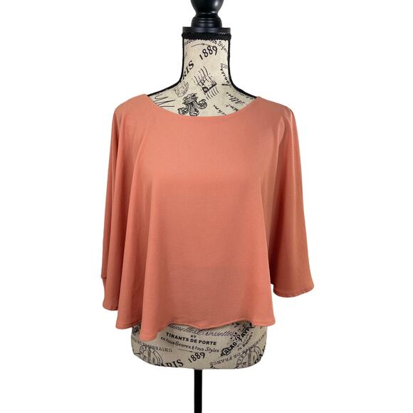 Boho Coral Batwing Crop Top Zara Collection - Picture 2 of 9